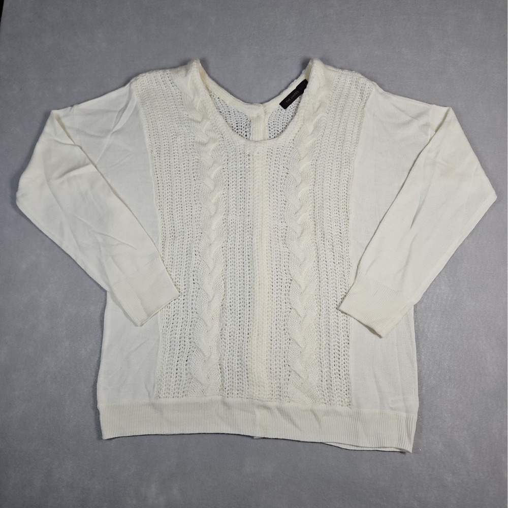 The Limited Womens Ivory Button Back Cable Knit Sweater Size Large